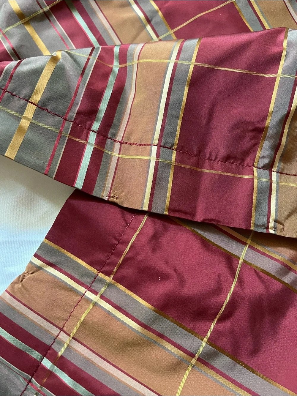 Custom Made 🪟Striped Red and Brown Home Accent Panel with Black Tassel Trim